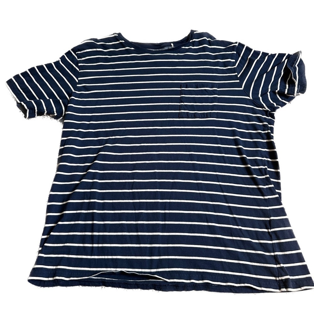 One Day Away Men's T-Shirt XXLShort Sleeve Cotton‎ Soft Navy Striped